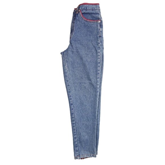 Vintage 80's Jordache Jeans Sz 11/12 High Rise Tapered Ankle Zipper Red Piping T - Picture 8 of 12